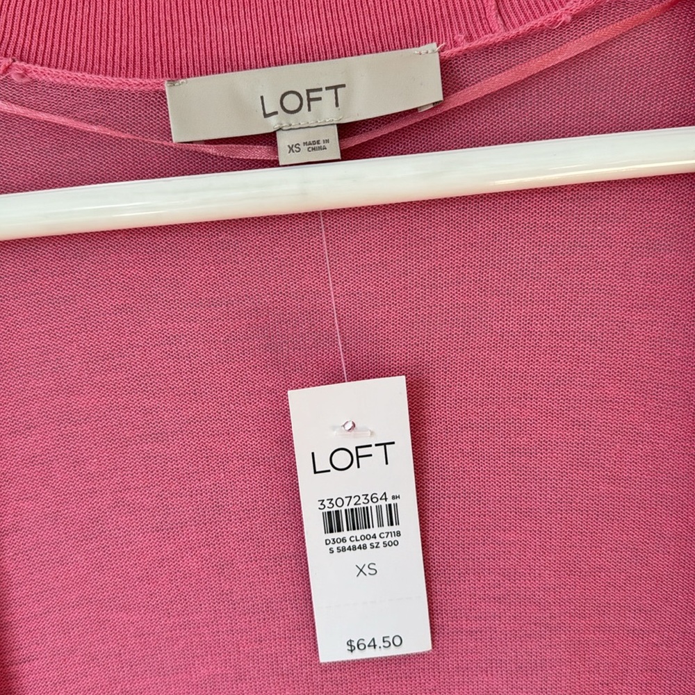 🆕 LOFT - Lightweight Open Cardigan - Pink - women’s size XS - Picture 2 of 5
